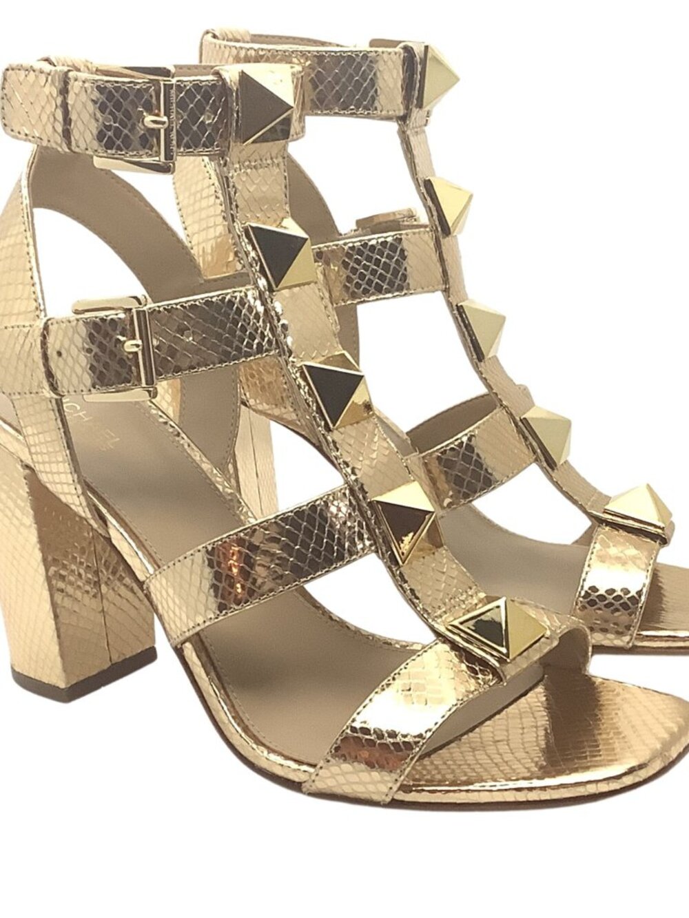 Michael Kors Heels Size-8.5 Gold Faux Leather - Deadstock